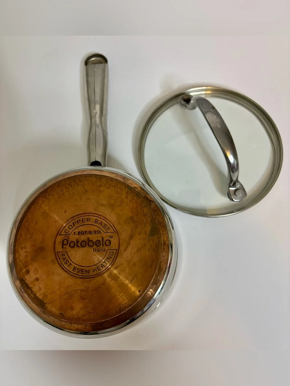 Stainless Steel 1 Qt Saucepan copper bottom with Lid Italian made
